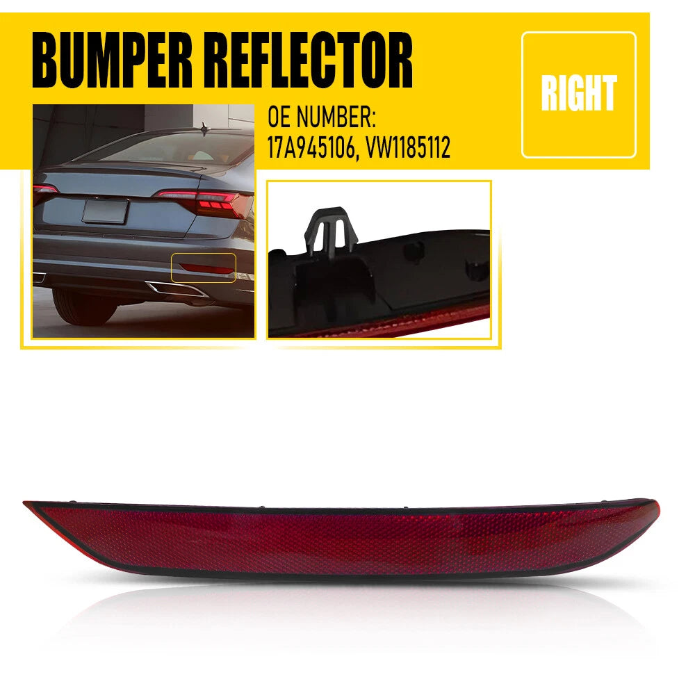 Rear Bumper Reflector Light Case for Volkswagen Jetta (2019–2021) Red Passenger Side