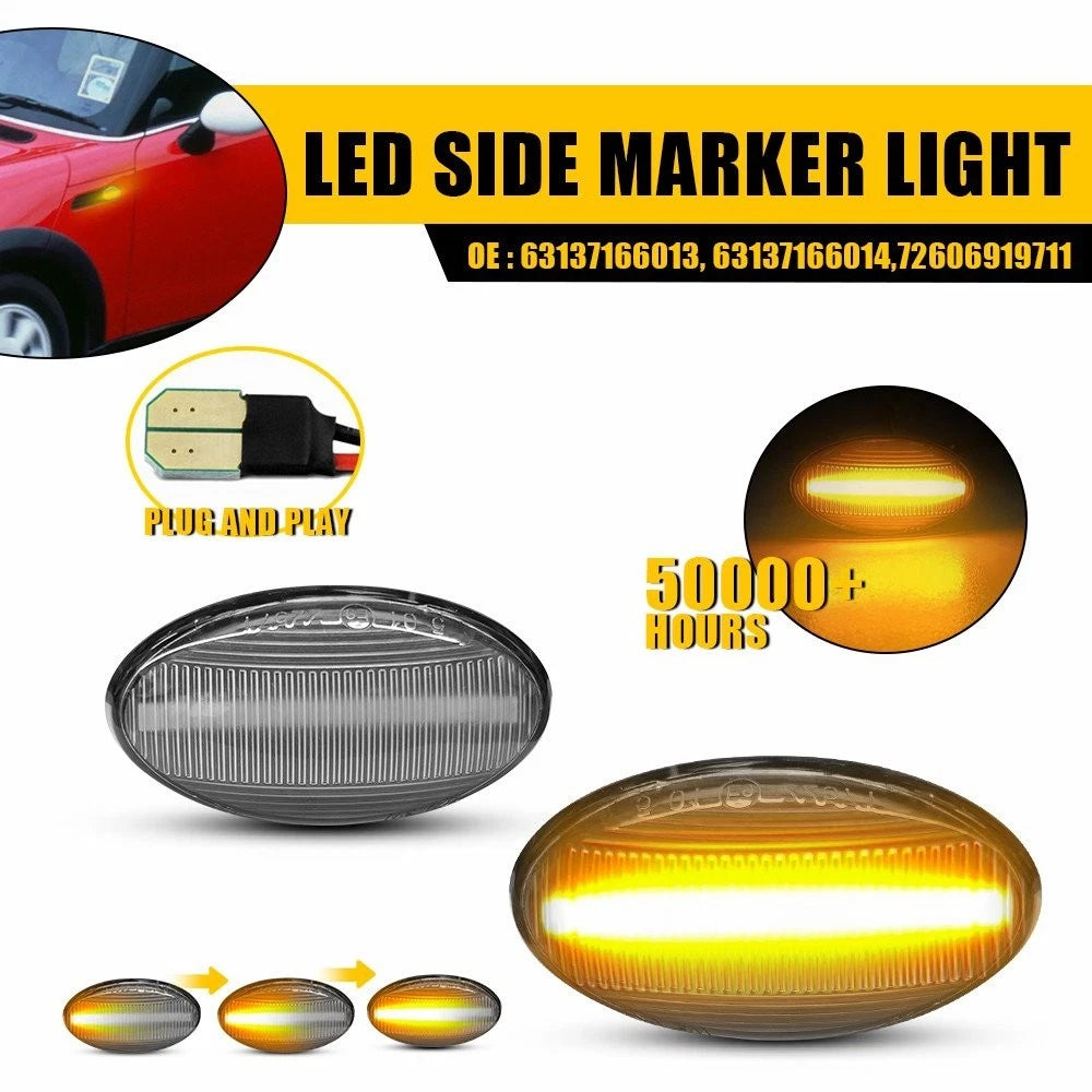 Dynamic Front LED Side Marker Lights for Mini R50 Hatchback Cooper (2002–2006)