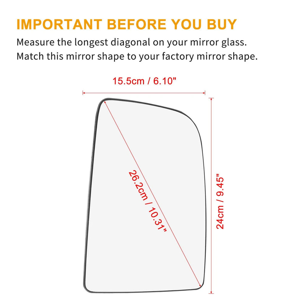 Heated Mirror Glass Right Side RH for Mercedes-Benz Sprinter (2010–2018)