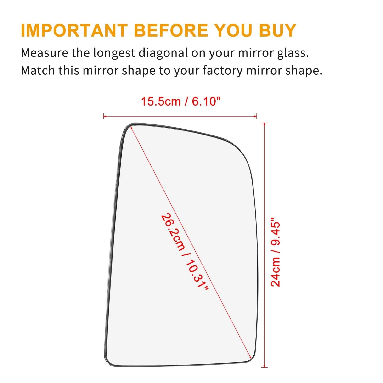 Heated Mirror Glass Right Side RH for Mercedes-Benz Sprinter (2010–2018)