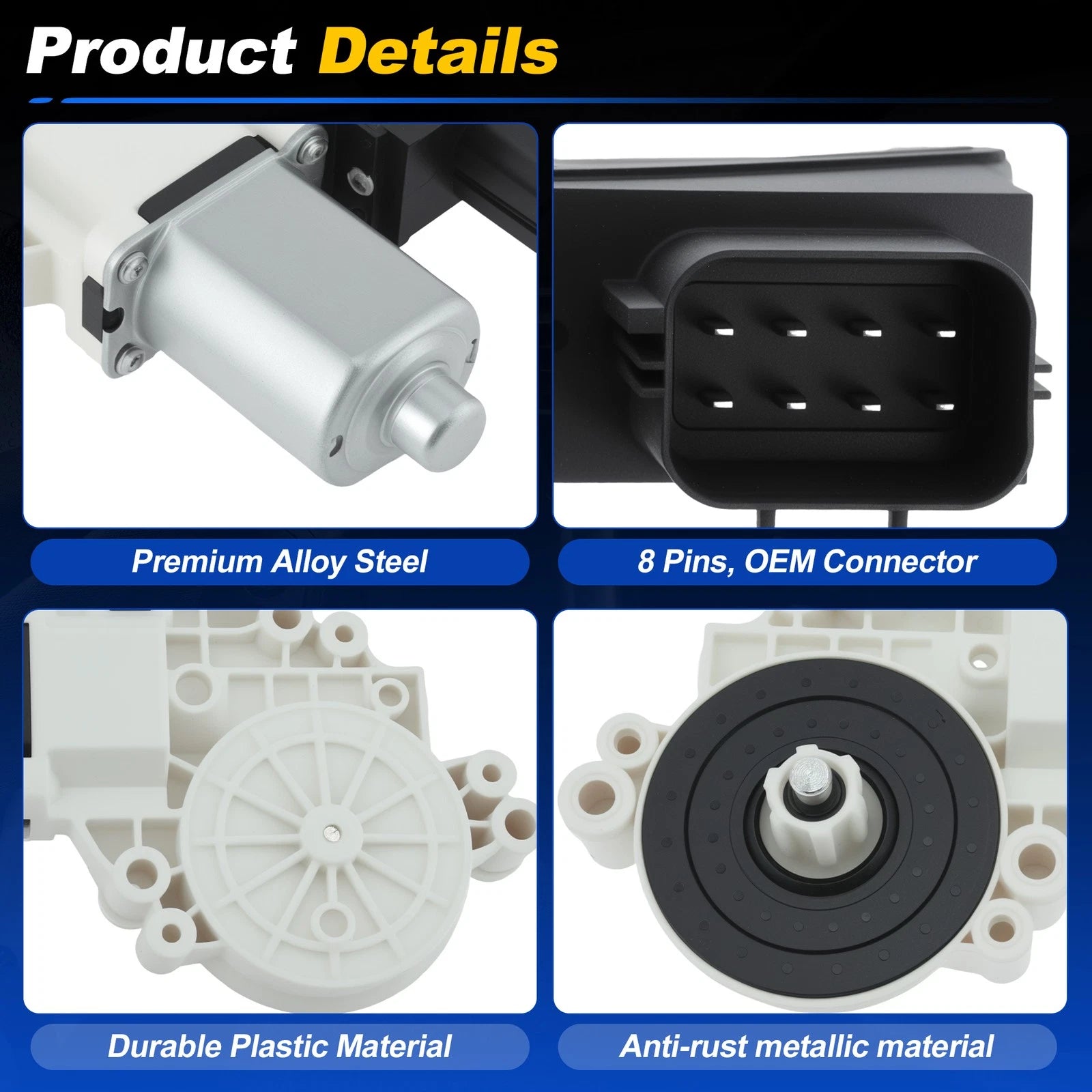 Front Left Power Window Motor for Ford Expedition (2008–2017) 8 Pin