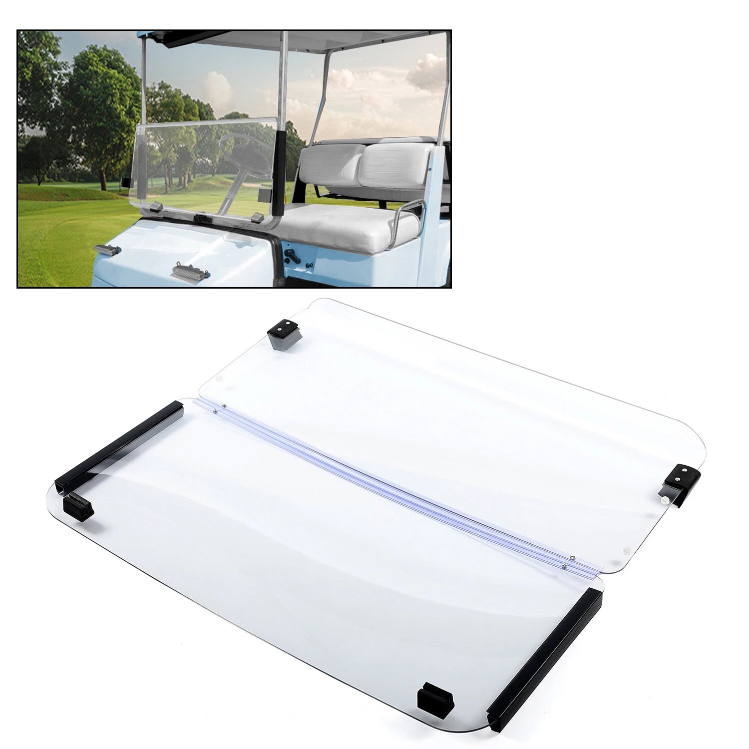 Clear Folding Windshield for Yamaha G2/G9 Golf Cart (1985–1995)