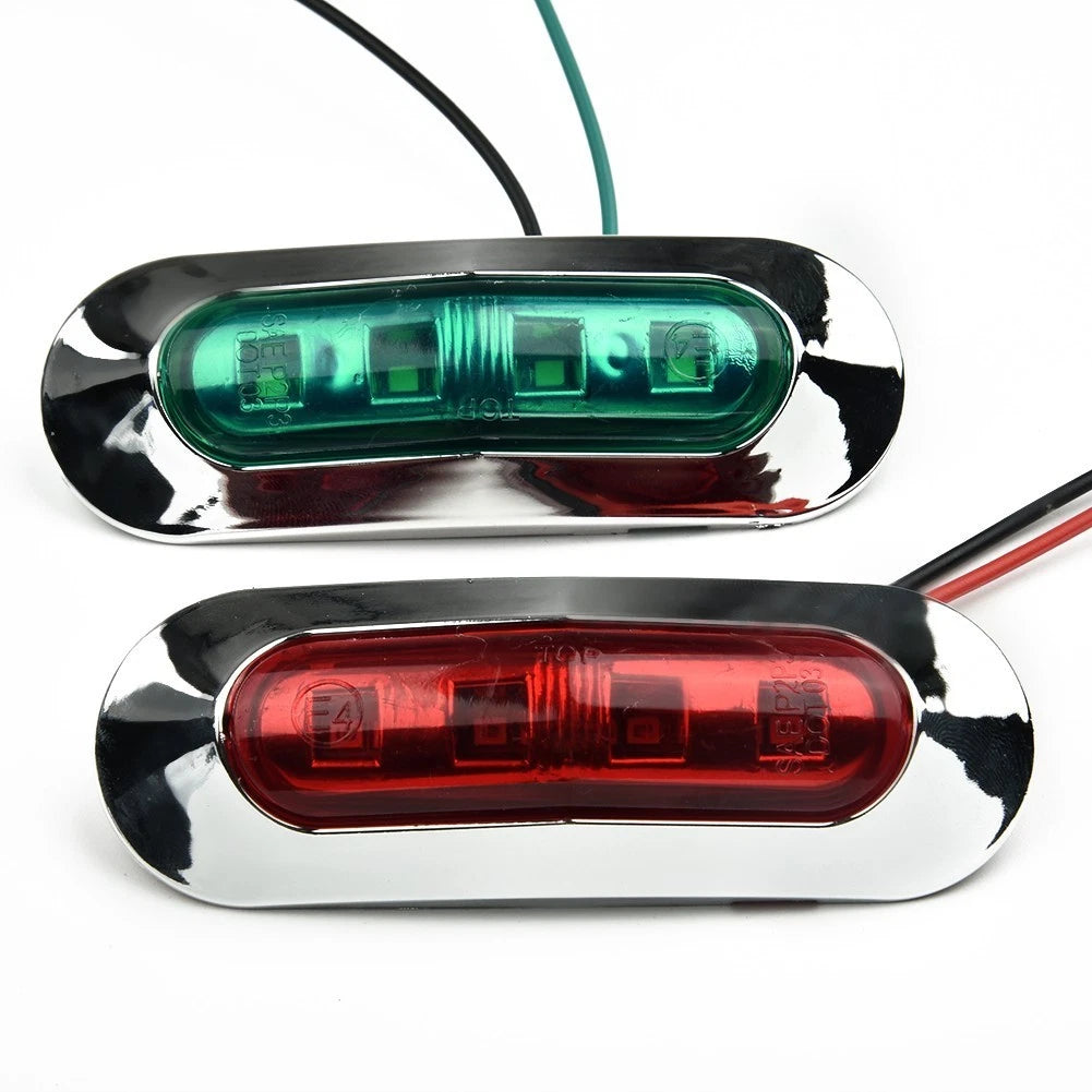 2X Red/Green LED Boat Navigation Lights for Pontoon (12-24V)
