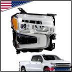 Chrome Bezel Full LED Headlight for Chevy Silverado 1500 LT RST (2022–2024)