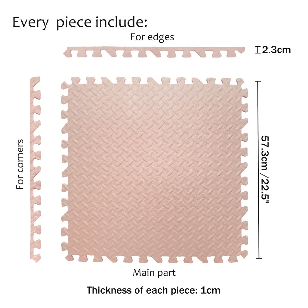 Set of 6 EVA Foam Exercise Floor Mats 24"x24" for Gym Fitness Yoga