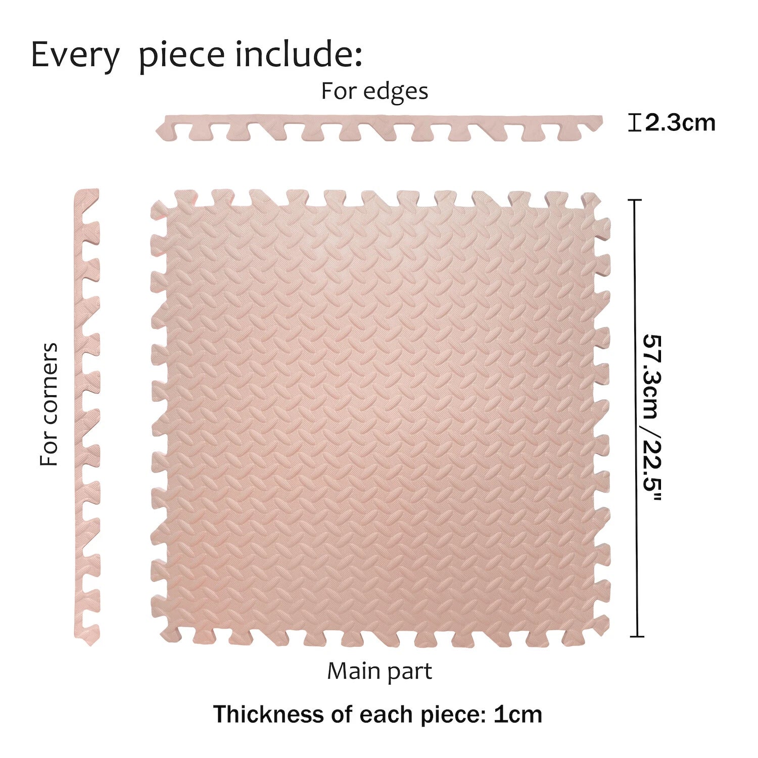 Set of 6 EVA Foam Exercise Floor Mats 24"x24" for Gym Fitness Yoga