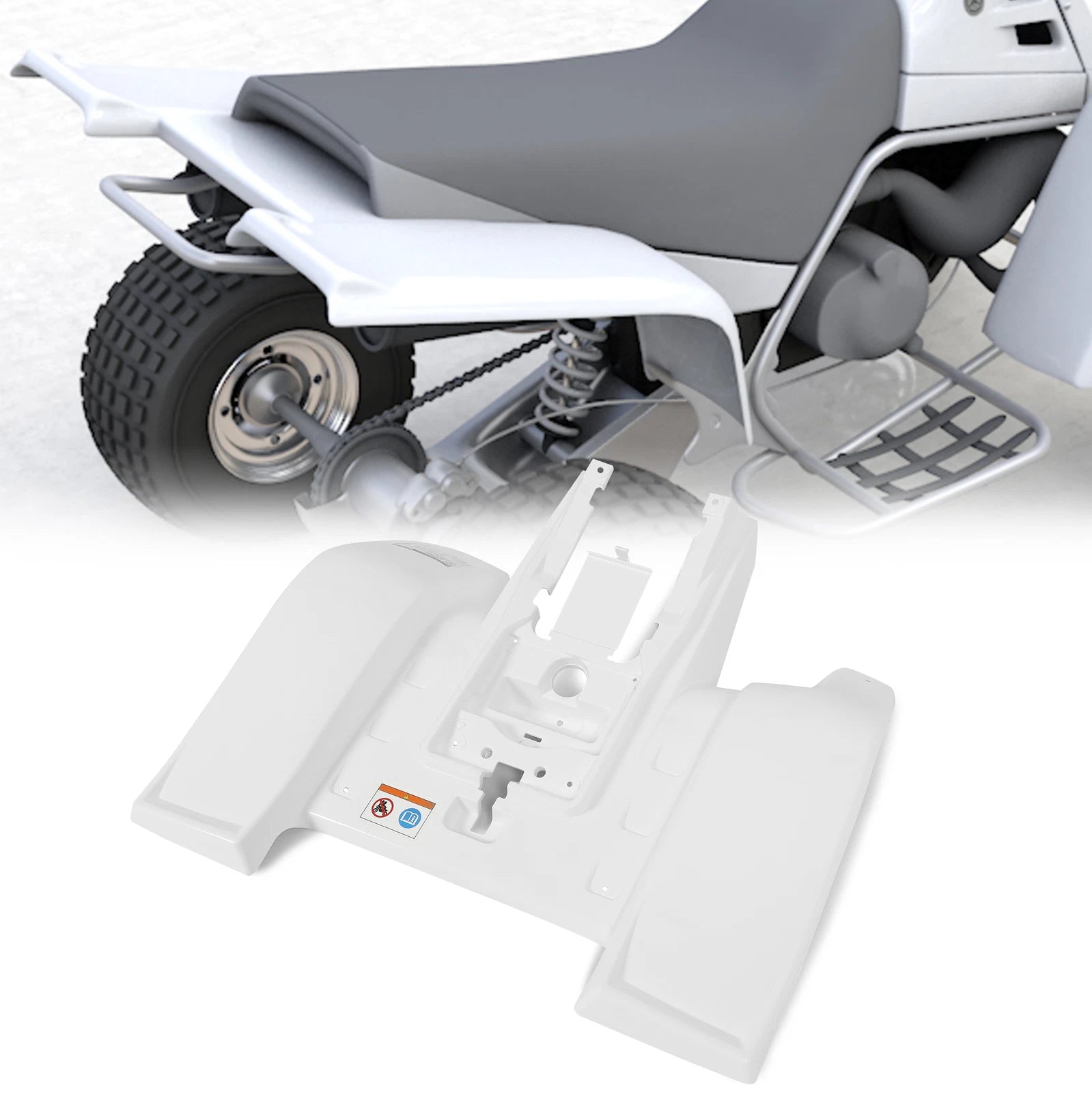 Rear Fender for Yamaha Banshee YFZ350 (1987–2006) - White ABS Polished