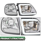 Chrome LED DRL Headlights for Ford F150/Expedition (1997–2003)