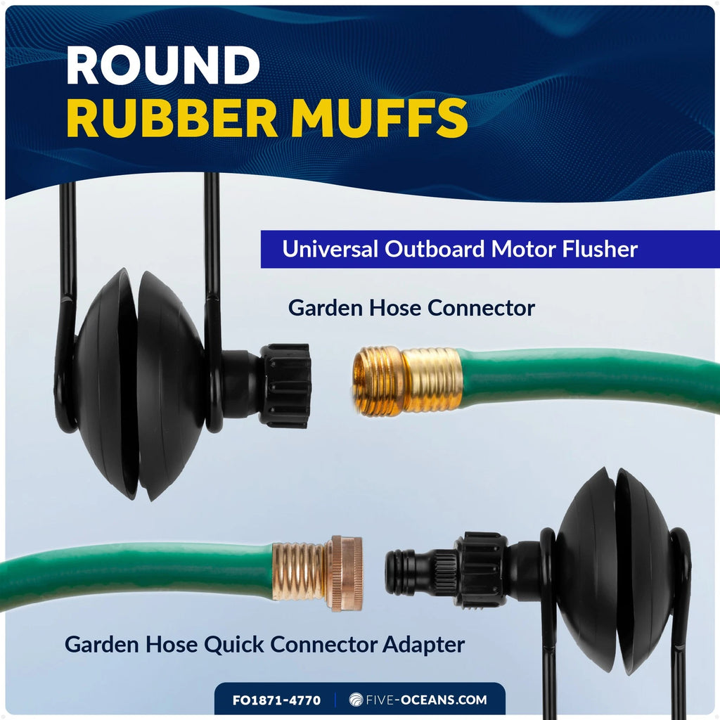 Set of 2 Outboard Motor Flusher Round Muffs & Gear Oil Pump for Universal