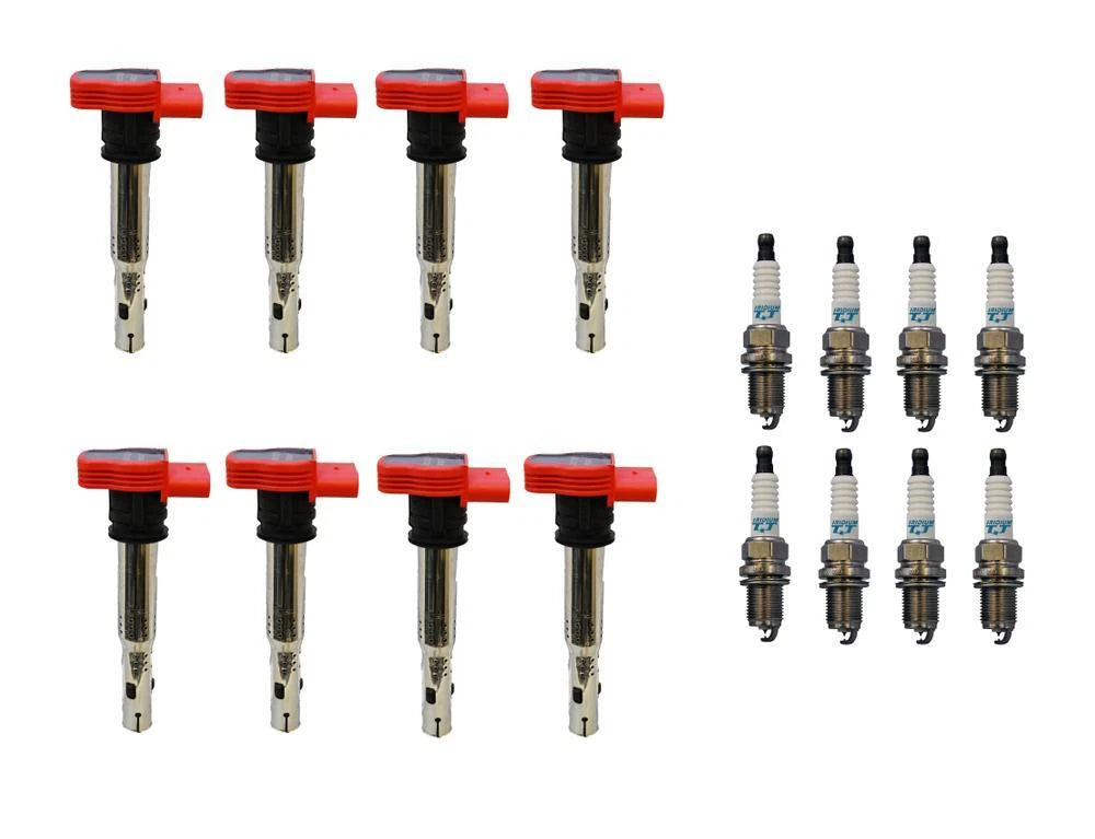 Set of 8 Ignition Coils & Iridium TT Spark Plugs for Audi VW 4.2 V8