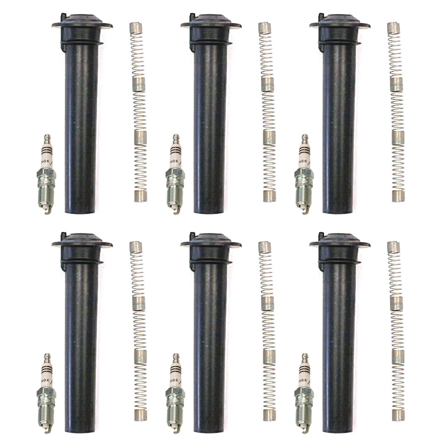 Set of 6 NGK Iridium IX Spark Plugs & Denso Coil Boots for Escape Freestyle (2005–2007)
