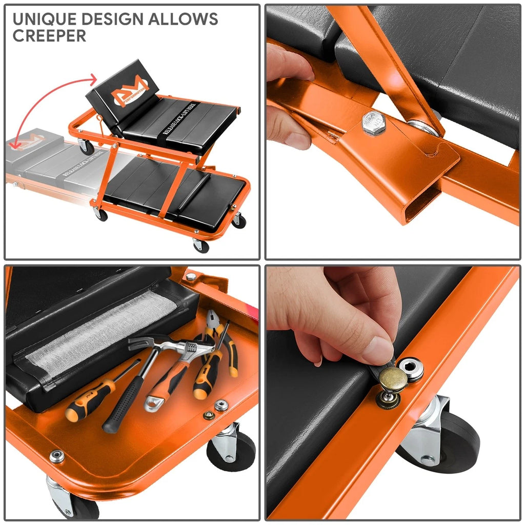 2-in-1 Rolling Creeper for Universal Use (48" x 18" x 5.9", 330lbs Capacity)