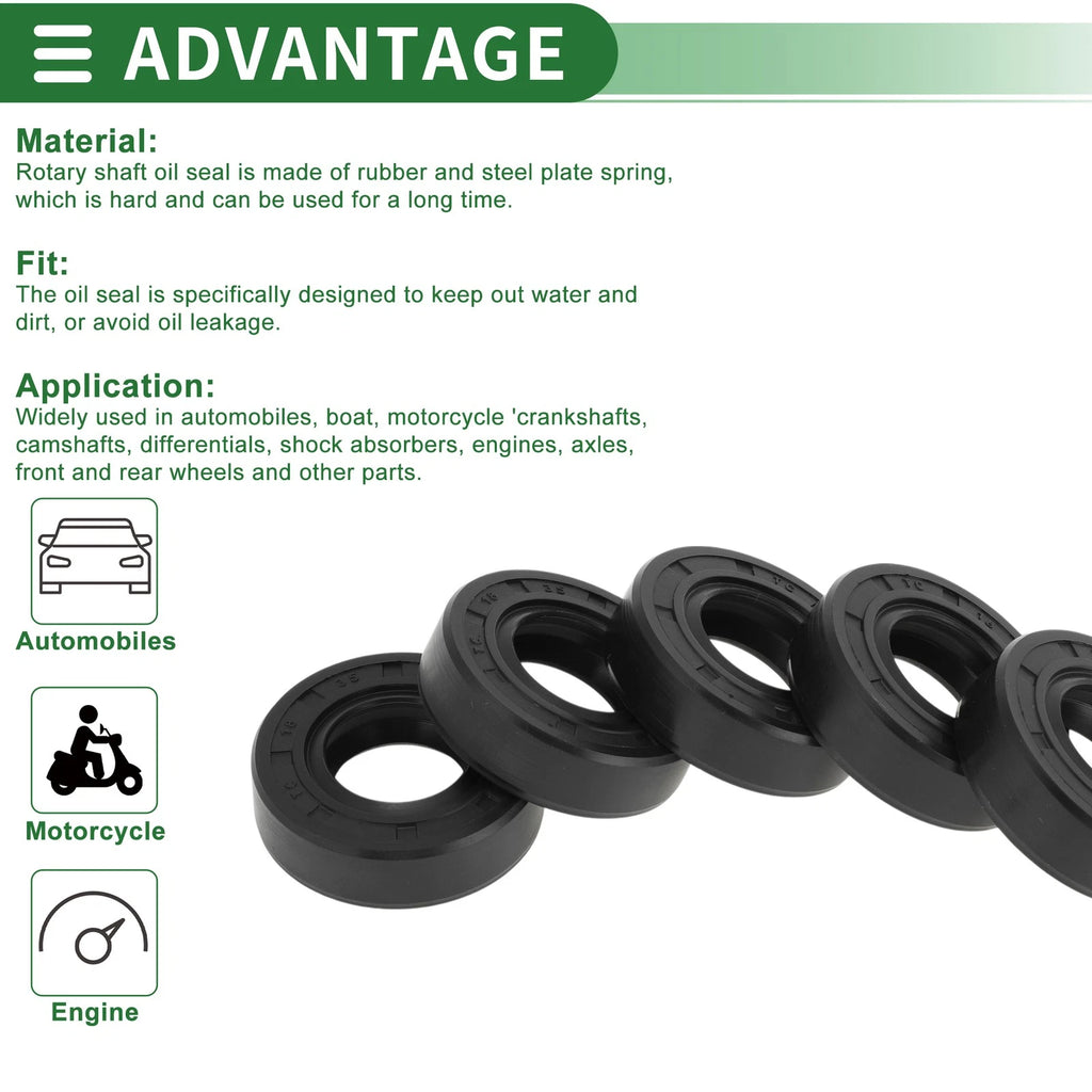 Set of 5 Oil Seal Ring 18x35x10mm NBR Rubber for Various Models 
