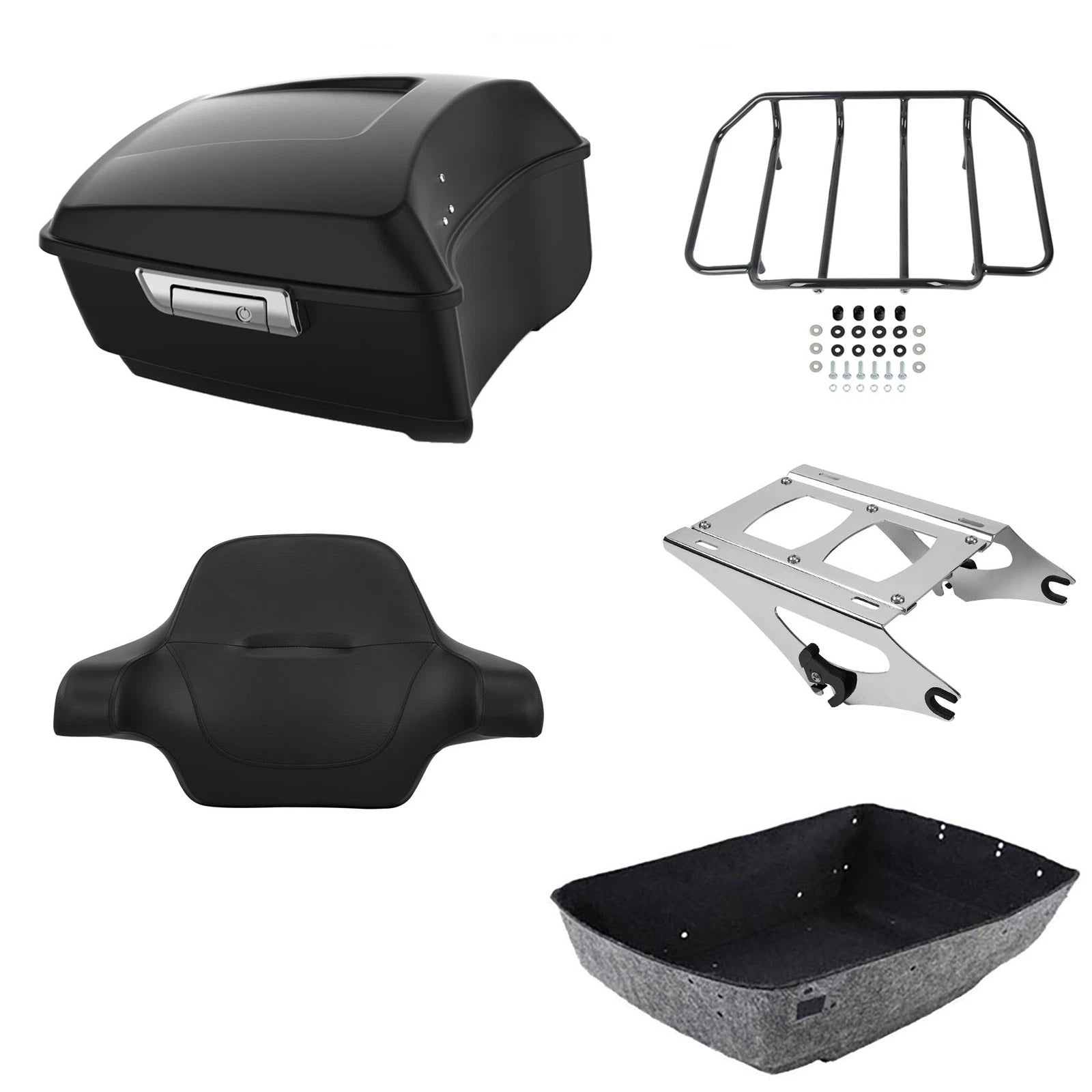 Matte King Tour Trunk Luggage Backrest Mount Rack for Harley Touring (2014–2026)