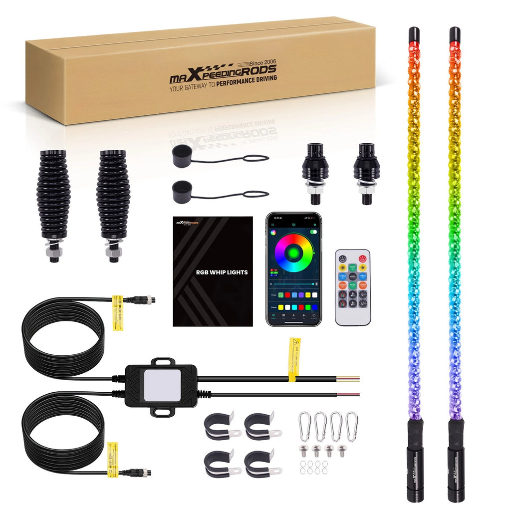 2X 3FT Spiral LED Whip Light Antenna for Can-Am X3 RZR UTV ATV