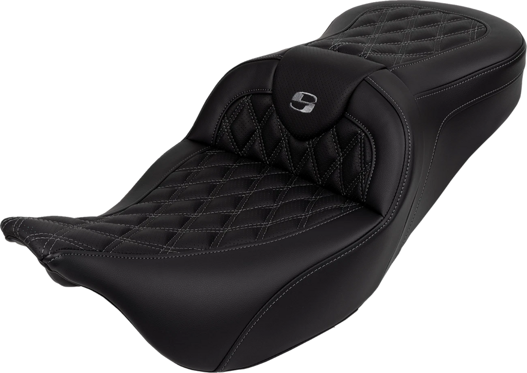 SADDLEMEN Roadsofa Seat with Backrest for FL (2008–2023) - Dark Gray Stitch
