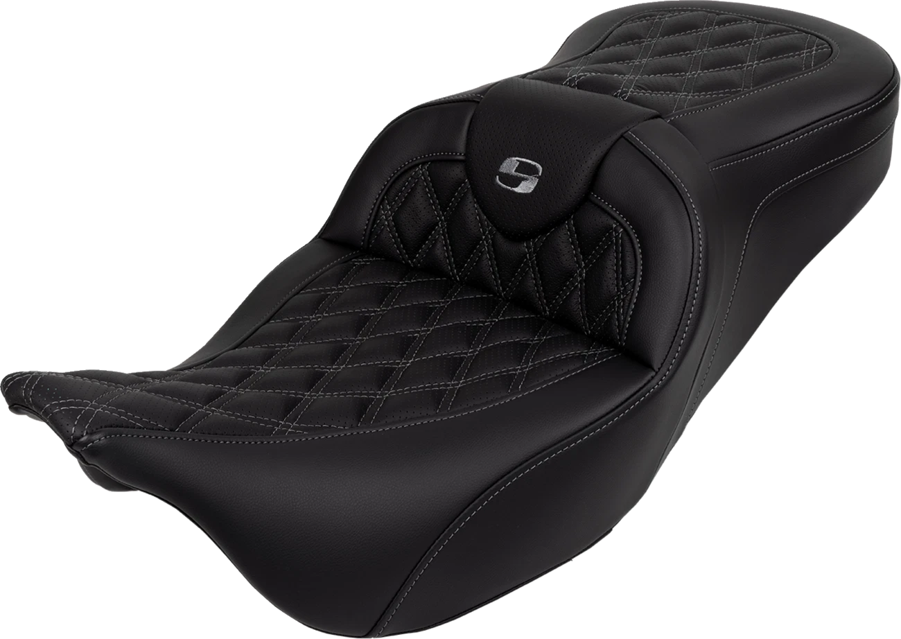 SADDLEMEN Roadsofa Seat with Backrest for FL (2008–2023) - Dark Gray Stitch