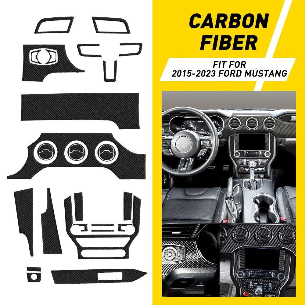 30Pcs Carbon Fiber Interior Trim Cover for Ford Mustang (2015–2023)