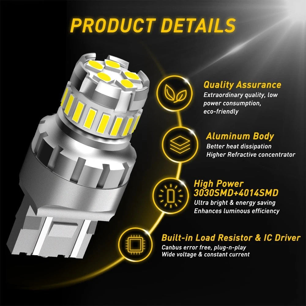 Set of 2 7443 7440 LED 6500K Reverse Brake Backup Tail Light Bulbs for