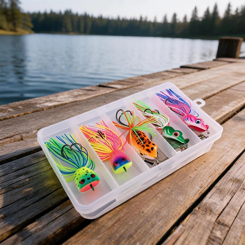 360 Degree Rotating Frog Lure Set of 3 for Freshwater Fishing (10cm, 9cm, 8.2cm)