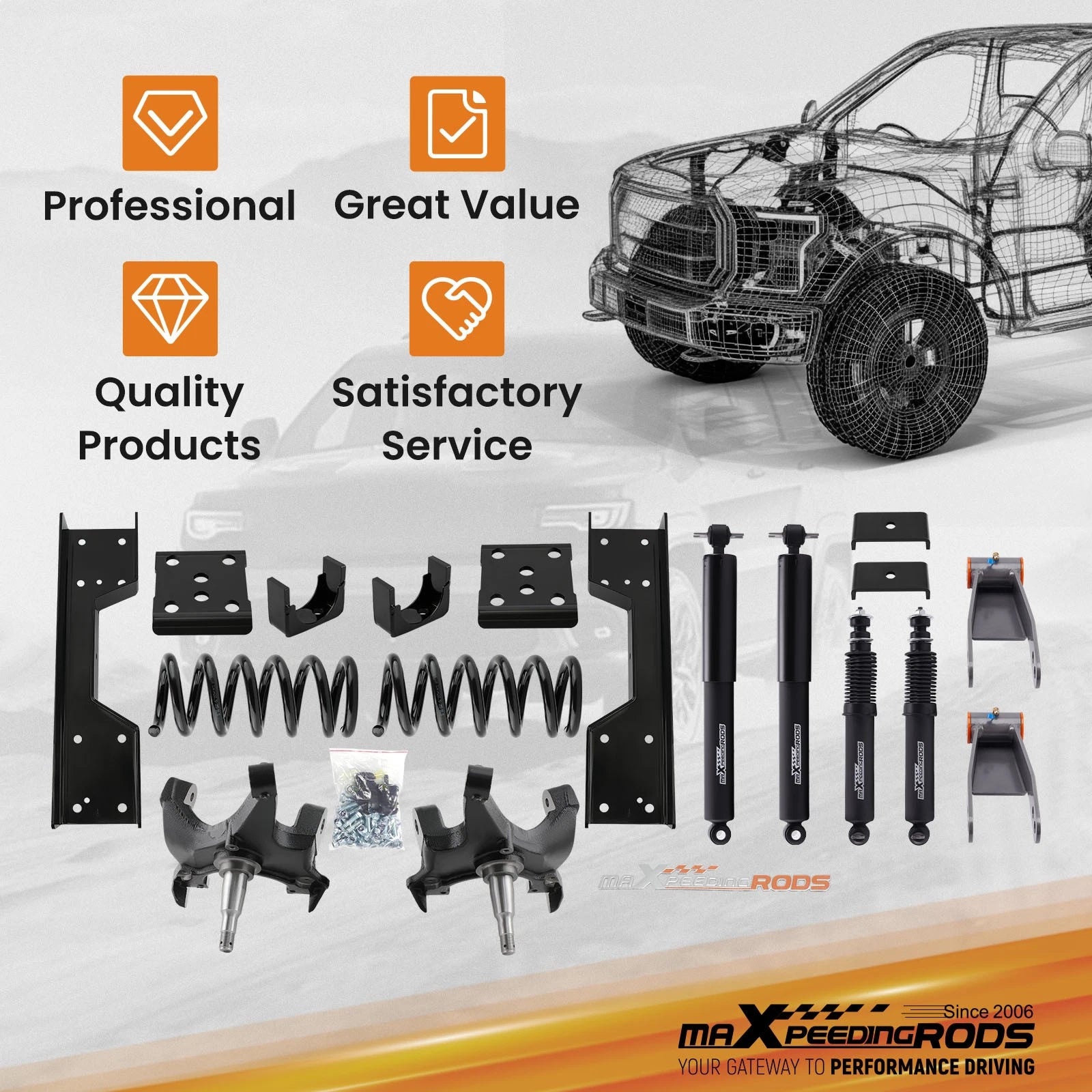 2WD Lowering Kit for Chevy GMC C1500 (1988-1998)