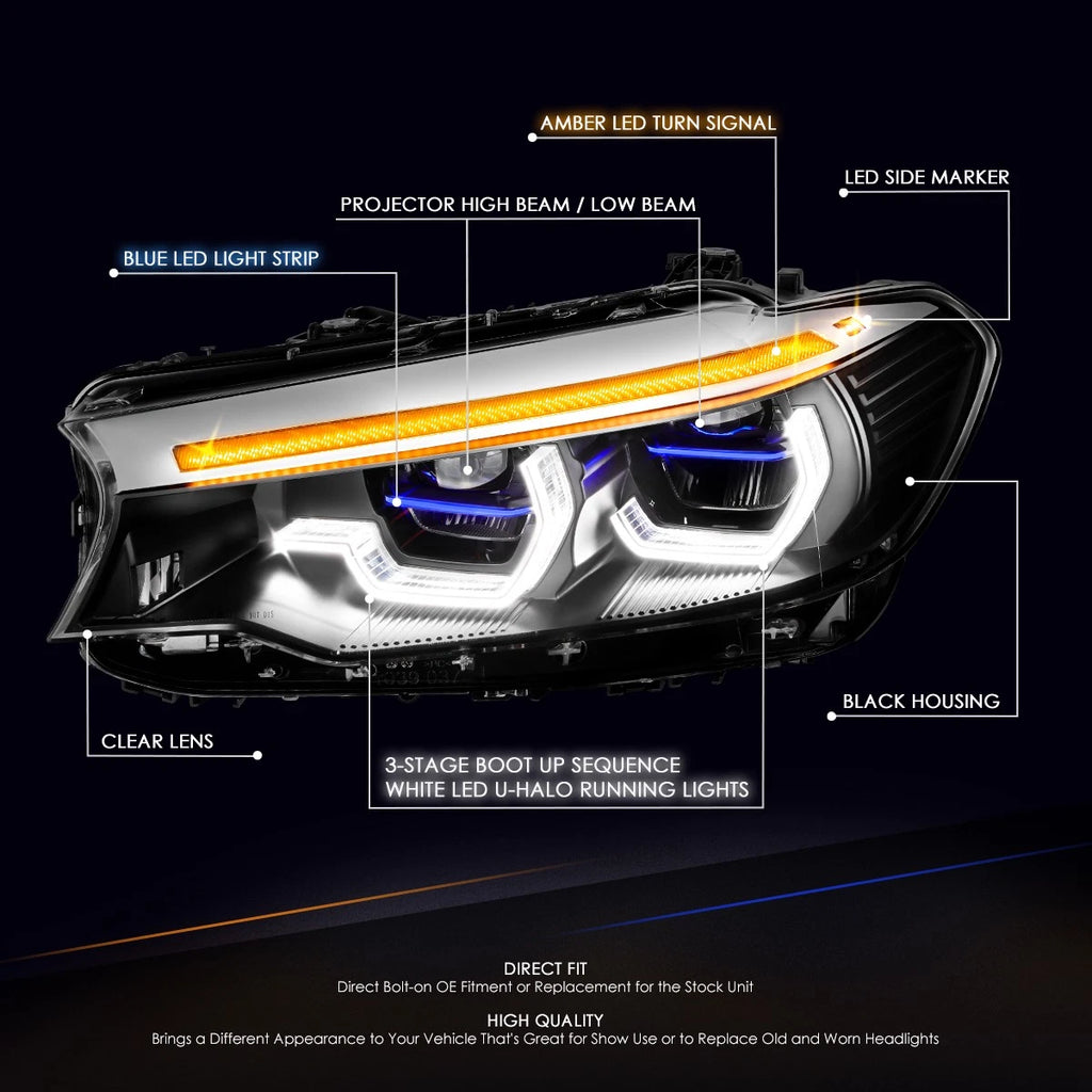LED Projector Headlights for BMW 5-Series G30 (2017–2020)