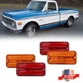 Set of 4 Amber Front & Red Rear Side Marker Lights for Chevy GMC Trucks (1968–1972)