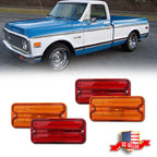 Set of 4 Amber Front & Red Rear Side Marker Lights for Chevy GMC Trucks (1968–1972)
