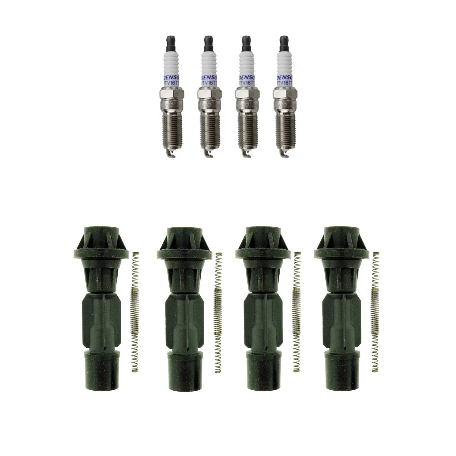 Denso 4 Platinum TT Plugs & NGK Ignition Coil Boots Kit for Chevrolet ATS (2013–2019)