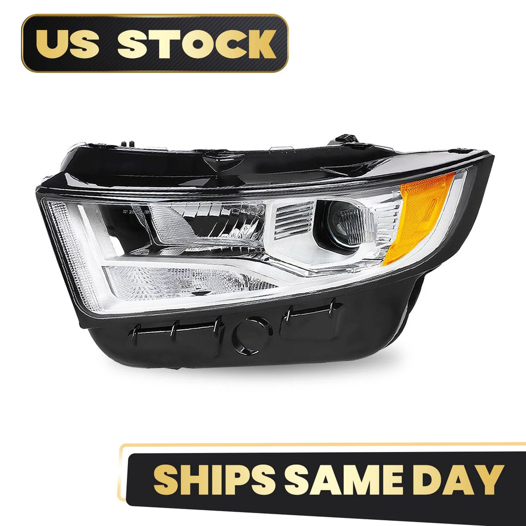 Halogen Chrome Headlight for Ford Edge (2015–2018) - Left Driver Side