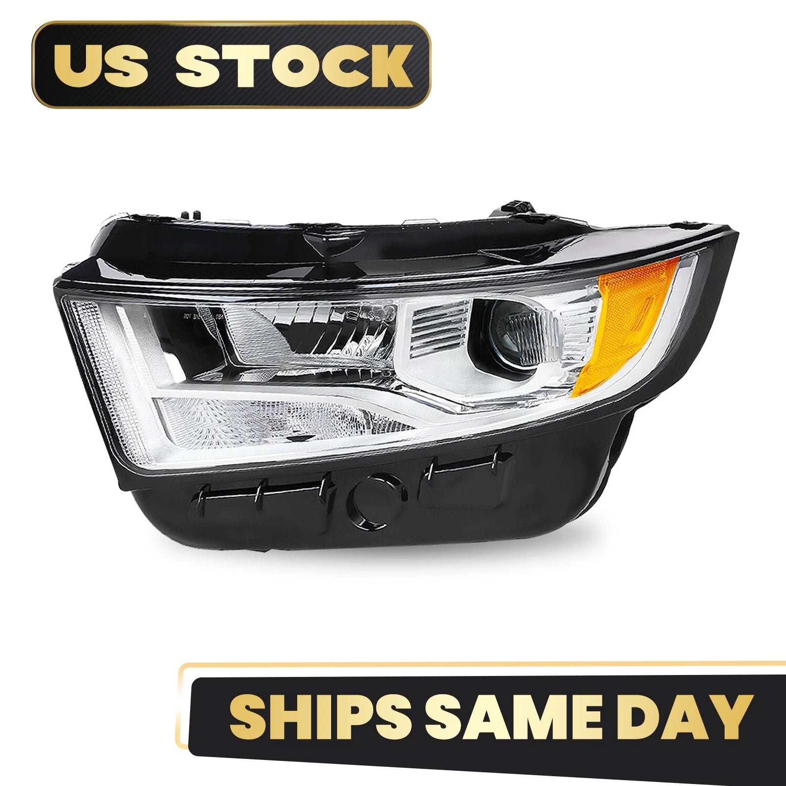 Halogen Chrome Headlight for Ford Edge (2015–2018) - Left Driver Side