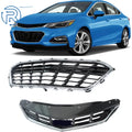 Set of 2 Front Grilles for Chevrolet Cruze (2016–2019) with Chrome Trim