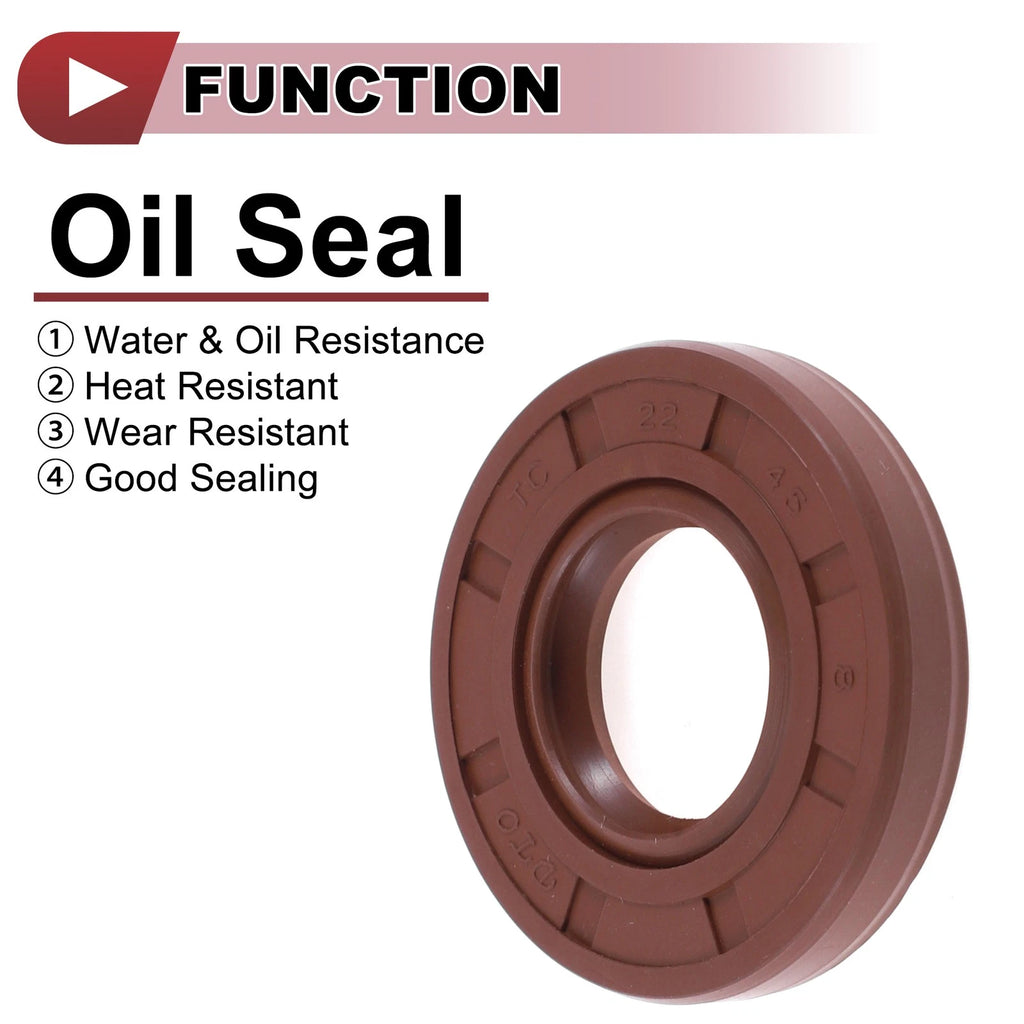 2X Oil Seal Rotary Shaft Seal for Various Models (22x45x8mm) FKM Rubber