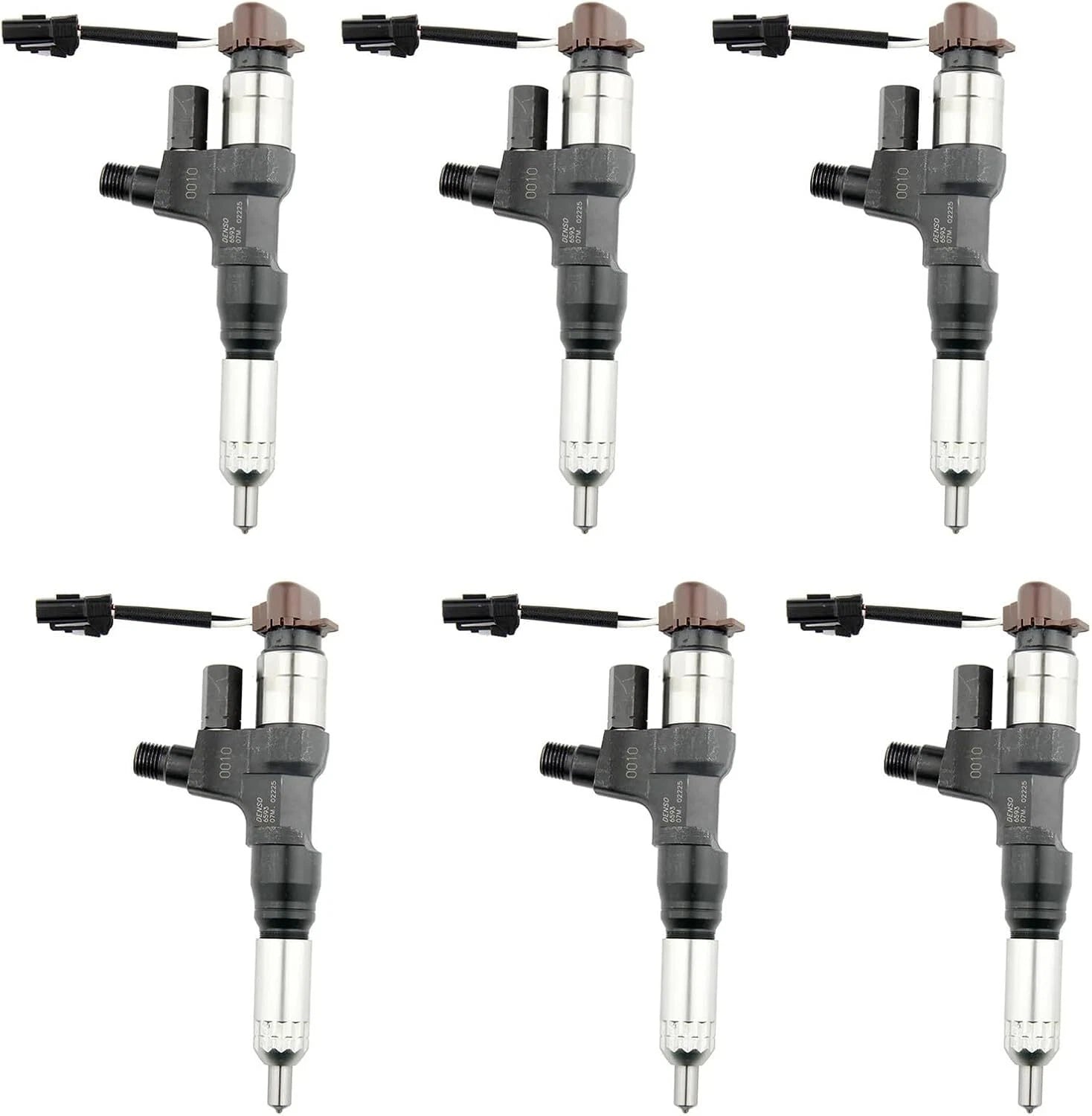 6X Fuel Injectors 23670-E0010 095000-6593 for Hino 3.8L 4.7L 5.0L 6.5L 7.7L
