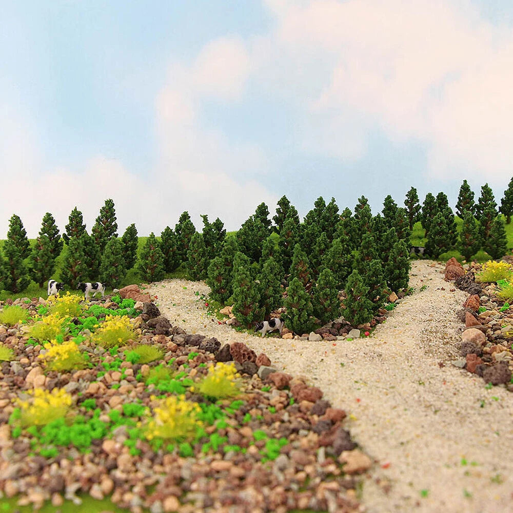 40pcs Model Pine Trees for HO OO Scale Train Railroad Landscape (58mm)