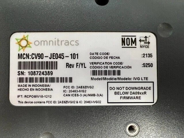 Omnitracs CV90-JE045-101 ELD for IVG (4G LTE)