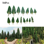 56pcs Mixed Model Tree Set for HO OO Scale Railroad Landscape Decor