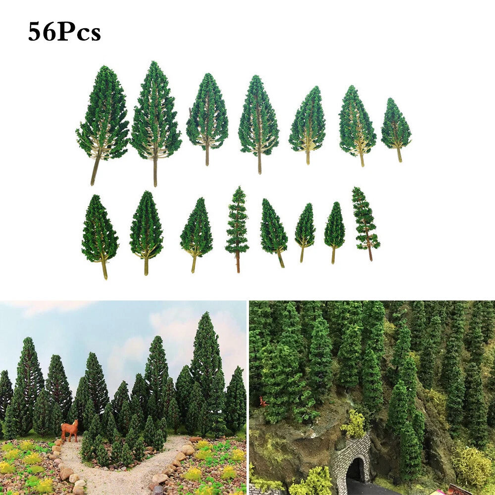 56pcs Mixed Model Tree Set for HO OO Scale Railroad Landscape Decor