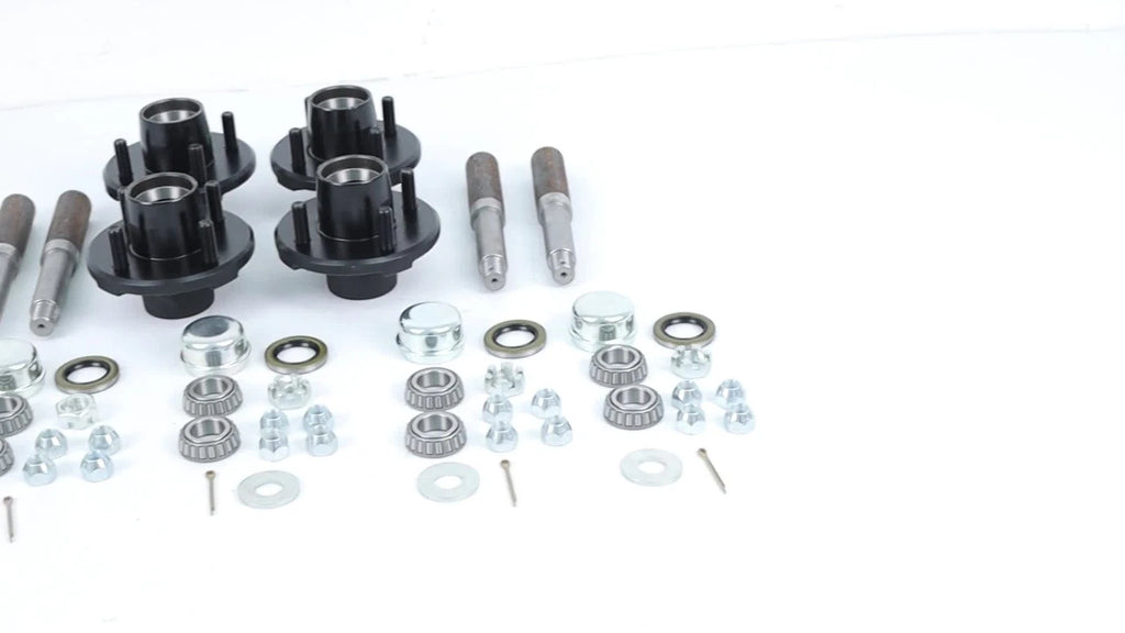 Trailer Axle Kit with Hubs and Bearings for Trailer (Pack of 4)