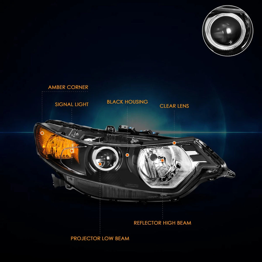 Right Side Projector HID Headlight Lamp Black for Acura TSX (2009–2014)