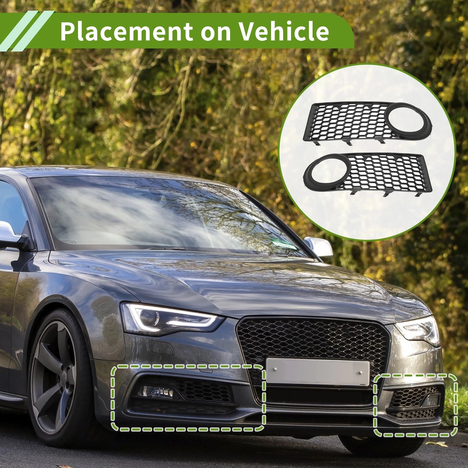 1 Pair Front Fog Light Grill for Volkswagen Beetle (No. 1C0807683J/1C0807684B)
