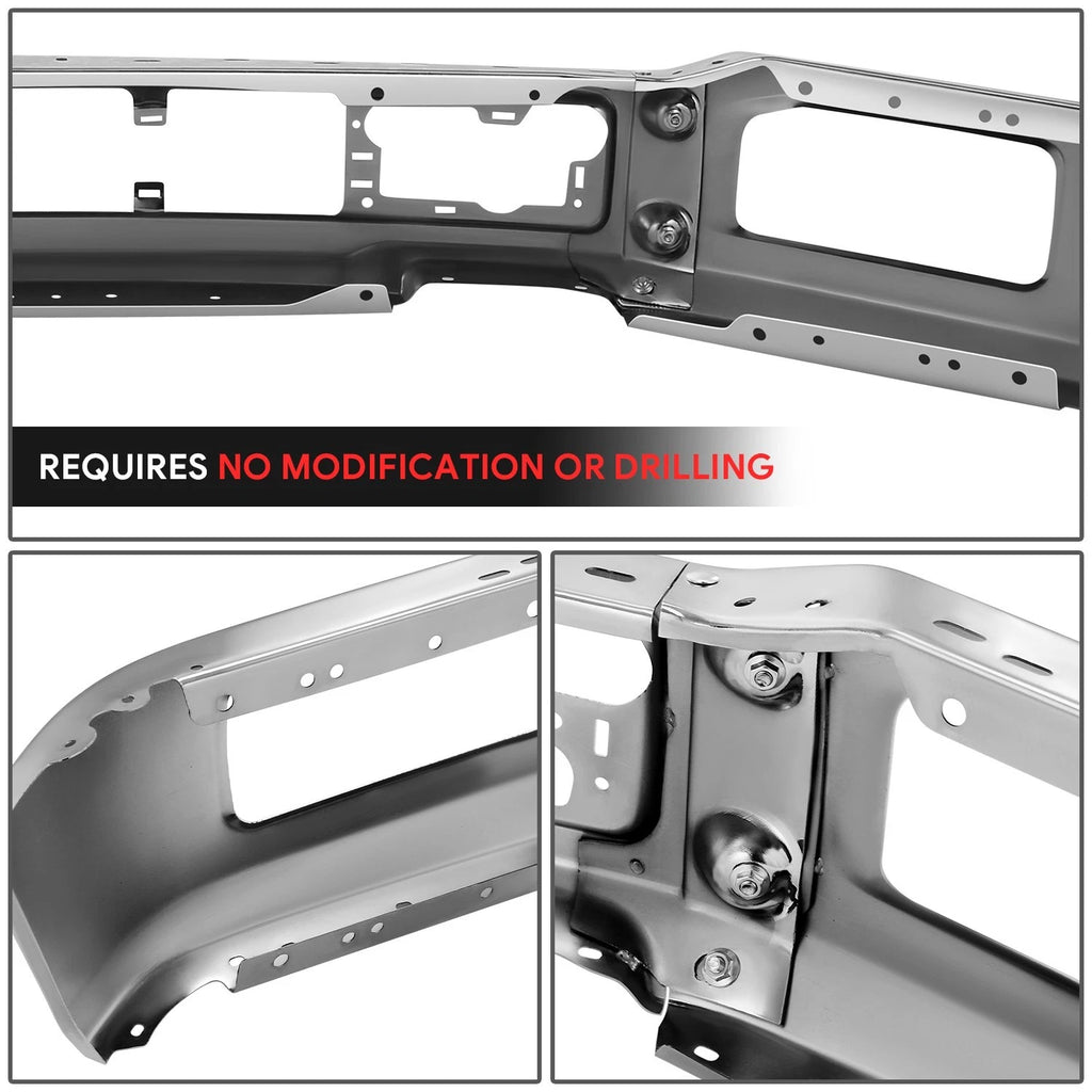 Front Bumper Face Bar for Ford F-150 (2018–2020) w/Fog Light Hole Chrome