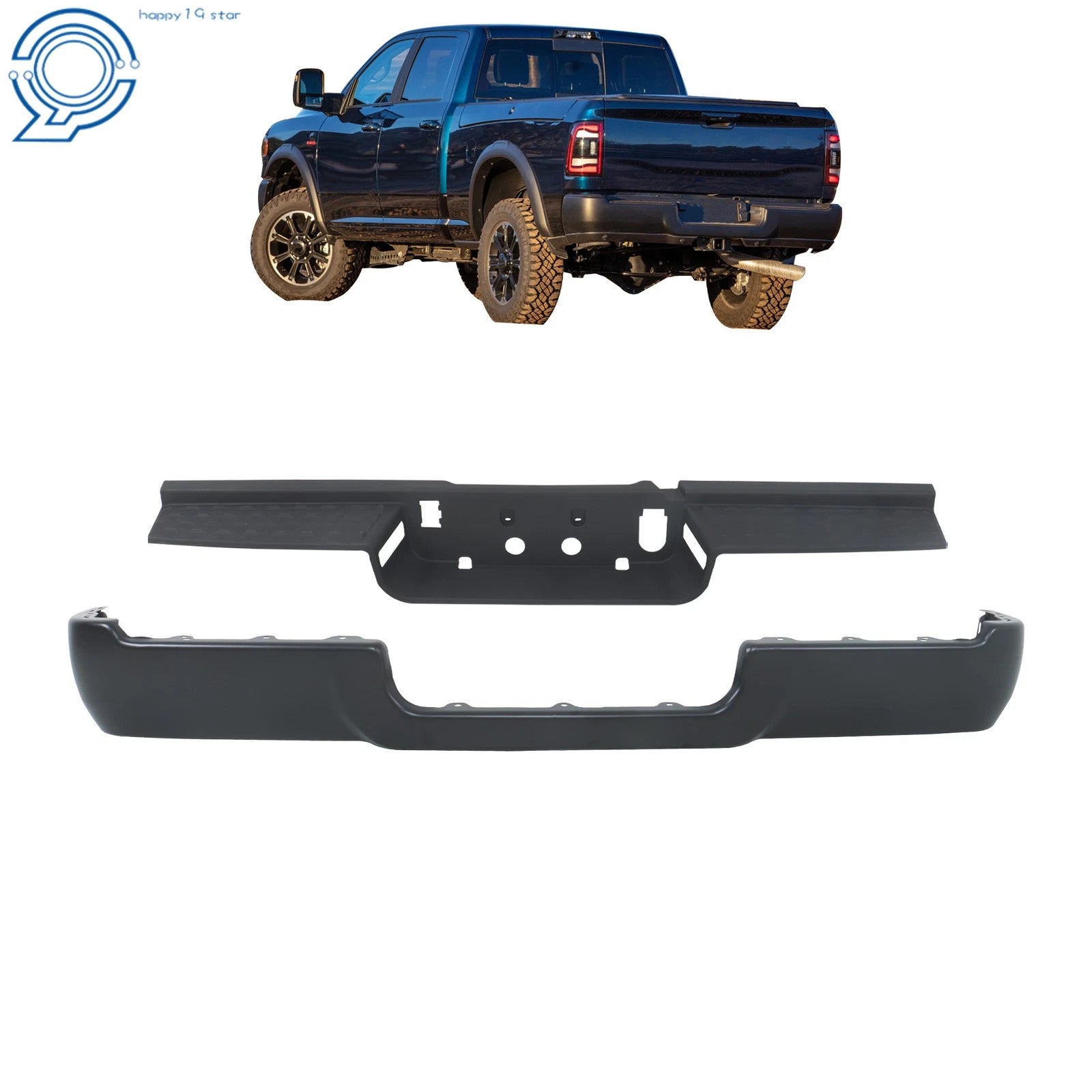 Steel Primered Rear Bumper Face Bar + Step Pad for RAM 2500 3500 (2019–2024)