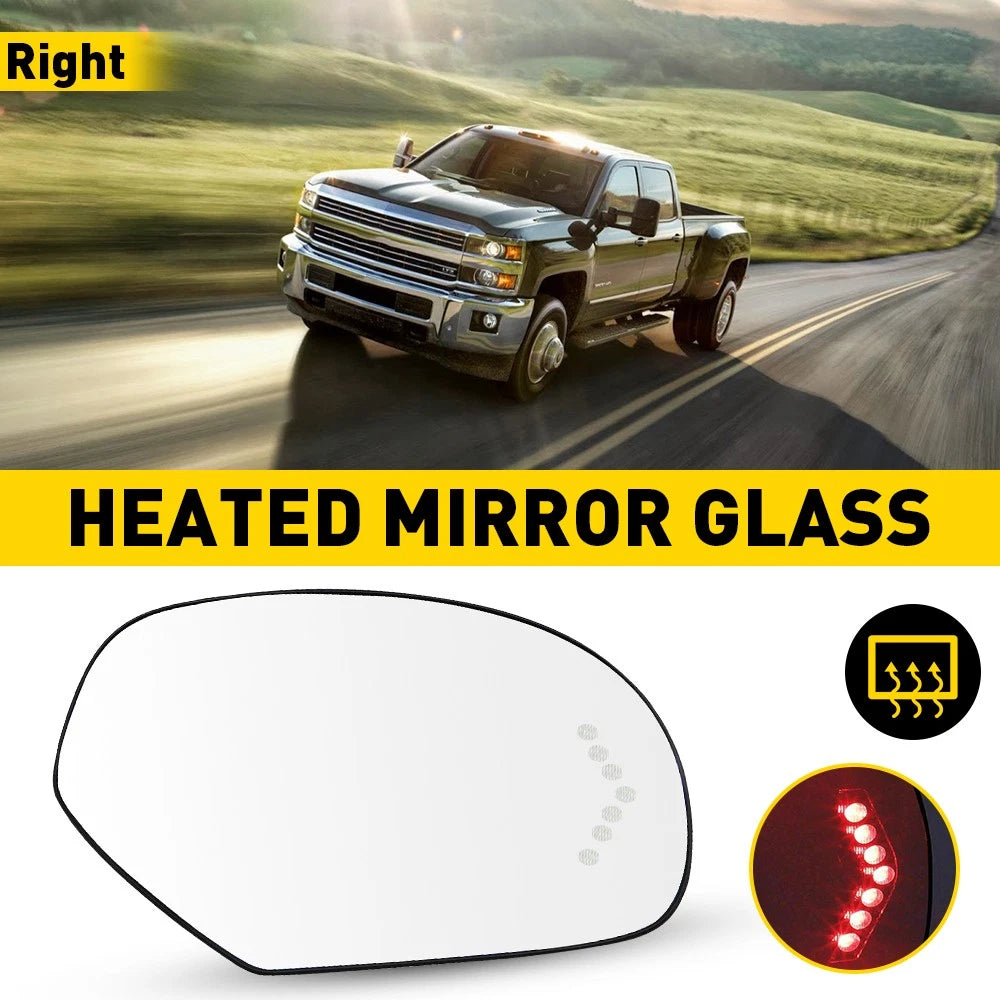 Heated LED Turn Signal Right Passenger Side Mirror Glass for Cadillac Chevy GMC