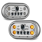 Chrome Clear Halo Ring LED Dual Projector Headlight for Peterbilt 359 (1967–1987)