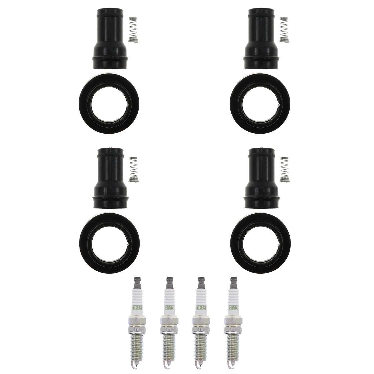 Set of 4 NGK G-Power Platinum Spark Plugs & Coil Boots for Kia Rio Soul (2014–2018)