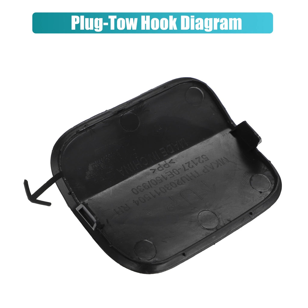 Front Right Bumper Tow Hook Cover for Toyota Highlander (2014–2019) No.52127-0E930 Black