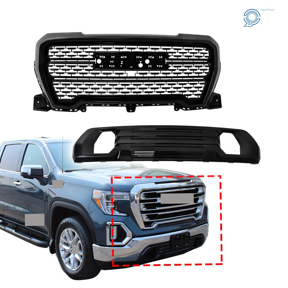 Front Lower Bumper Filler & Upper Grille for GMC Sierra 1500 (2019–2021)