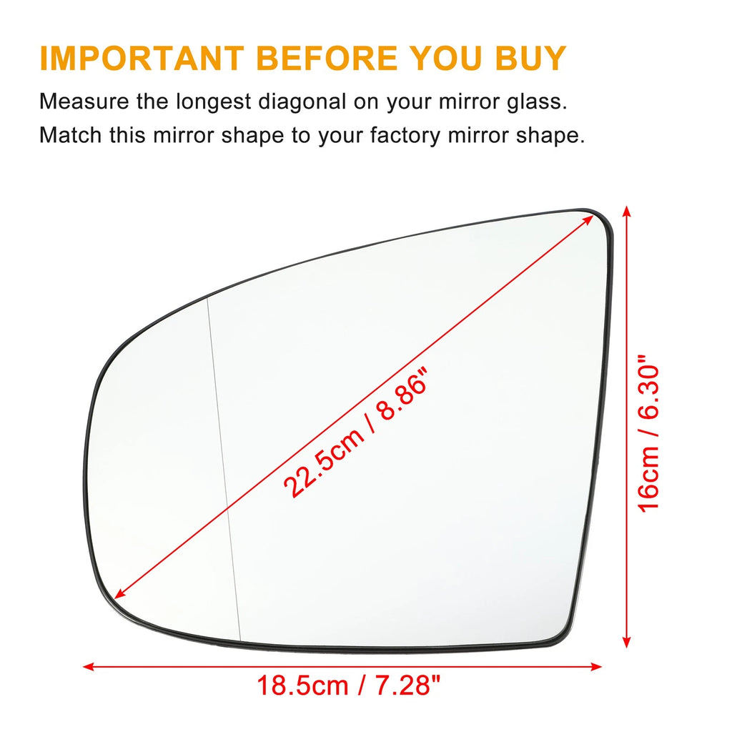 Left Mirror Glass Replacement with Backing Plate for BMW X6, X5 (2008–2014)