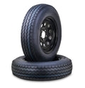 2 Free Trailer Tire Rims ST205/75D14 6-Ply C 99L 5 Lug x 4.5" Black Mod